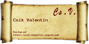 Csik Valentin névjegykártya